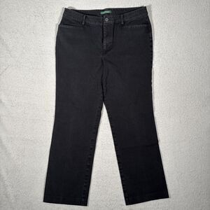 Lauren Ralph Lauren Straight Leg Jeans Women’s Size 12 Black‎ Stretch 1 Pocket